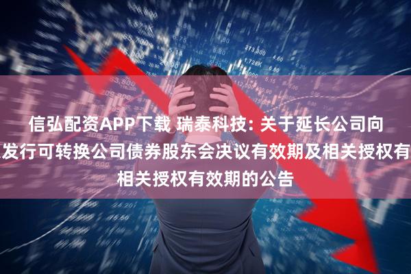 信弘配资APP下载 瑞泰科技: 关于延长公司向不特定对象发行可转换公司债券股东会决议有效期及相关授权有效期的公告